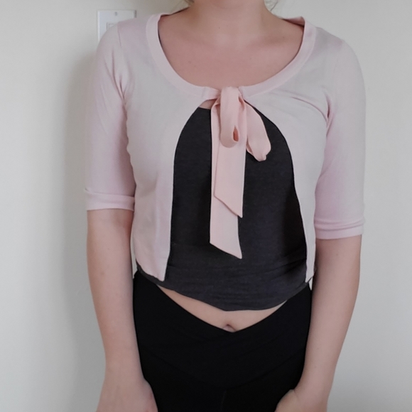RW&CO. Sweaters - RW&CO blush pink with ribbon tie shrug, extra small
